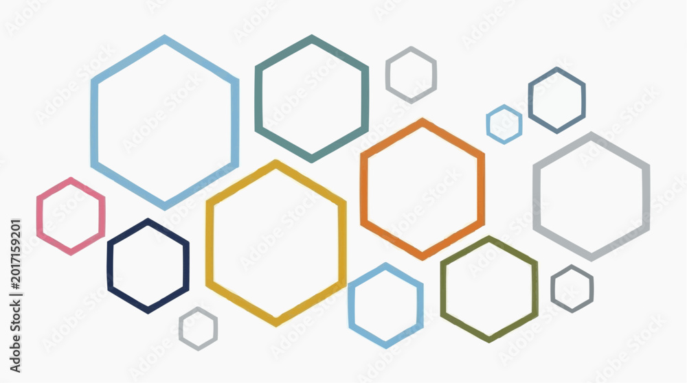 Obraz premium Colorful Hexagons Pattern Background Abstract Geometric Shapes vector style
