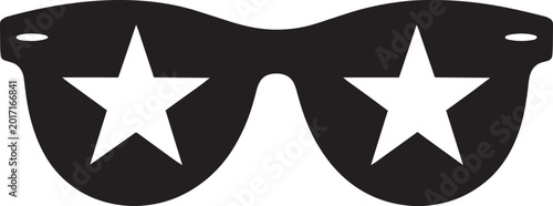 Sunglasses stars USA independence day black silhouette on white background in solid style patriotic