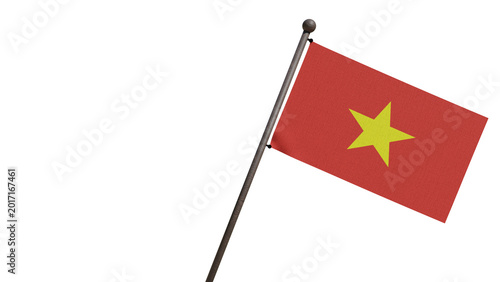 Bild auf Leinwand 3D render of the Vietnam national flag waving on a pole, isolated against a blac