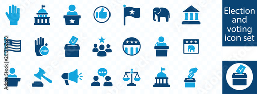 Bild auf Leinwand election and voting icon set blue icons on white background democratic symbols h