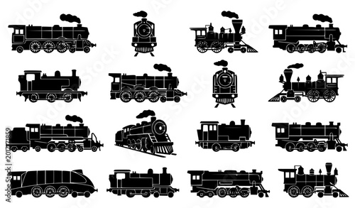 Cuadro en lienzo Vintage Steam Train Silhouette Collection