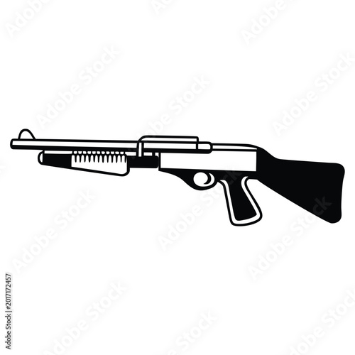 a rifle silhouette vector icon design with a white background