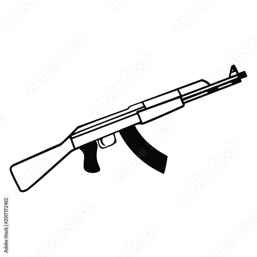 a rifle silhouette vector icon design with a white background
