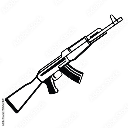 a rifle silhouette vector icon design with a white background