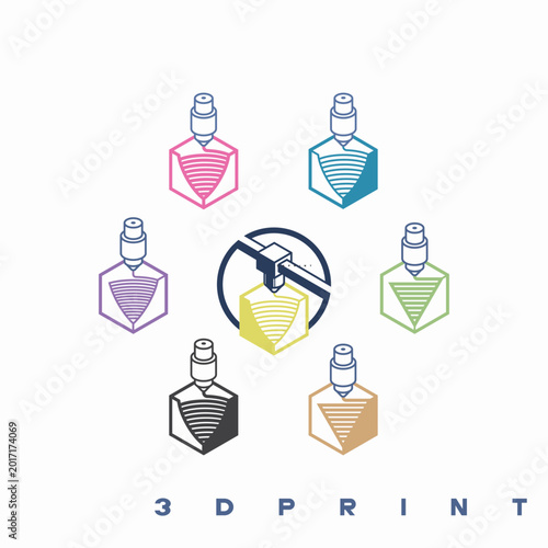 Vector Logo for 3d printing. Printing in three dimensional
