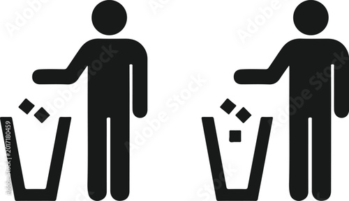 Foto throw trash man icon silhouette vector illustration