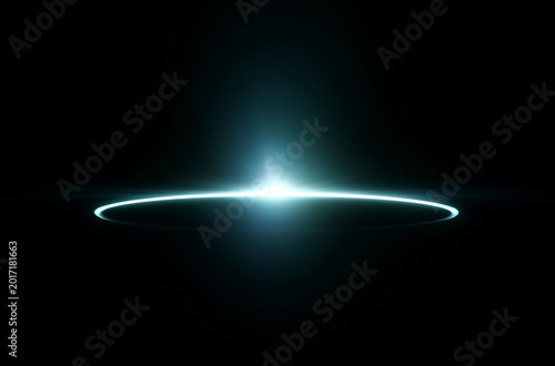 Futuristic Neon Light Ring. Abstract Sci Fi Portal Glow On Dark Background. Abstract sci-fi energy scene with radiant illumination and minimal modern composition for technology