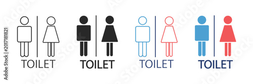 Φωτογραφία Colorful toilet restroom icon set with male female and unisex bathroom pictogram