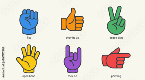Foto Hands making different gestures.