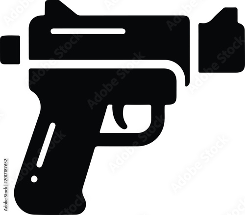 Photography Silhouette design featuring a modern sidearm handgun for security vector