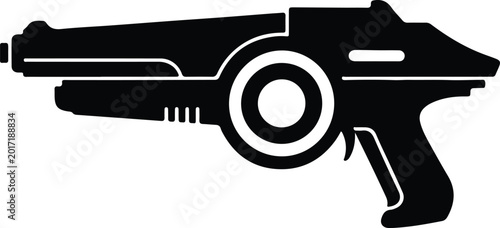 Schilderij op canvas Silhouette design of a futuristic sci-fi space blaster weapon vector