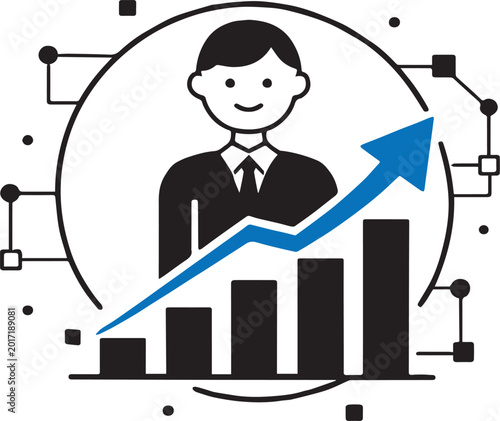 Business growth success concept — professional progress and data analytics illustration