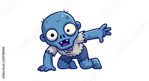 Quadro su tela Cute Baby Zombie Crawling, Cartoon Character, Halloween Fun