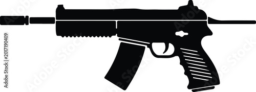 Fotografía Silhouette design of a modern tactical assault rifle black icon vector