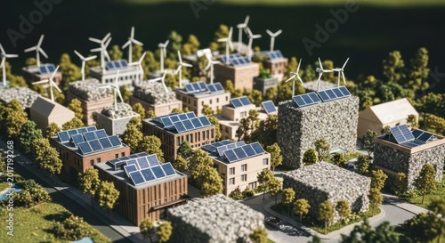 Sustainable EcoFriendly Cityscape Model with Renewable Energy Sources.