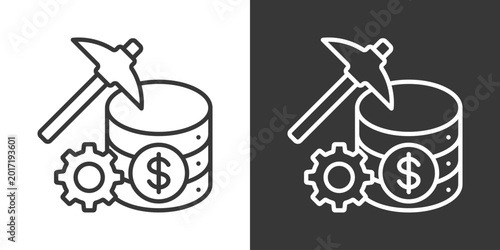 Data Mining Icon Set Vector Collection Isolated In Black And White