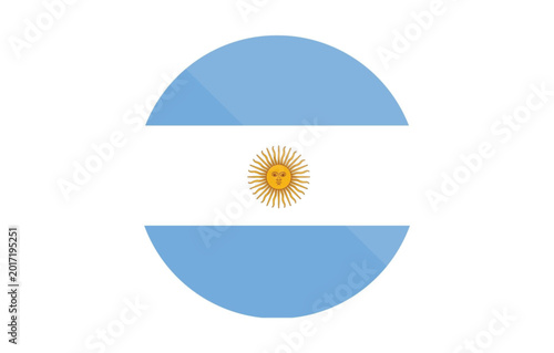 Quadro su tela Argentina flag icon circular symbol with blue and white stripes and sun emblem o