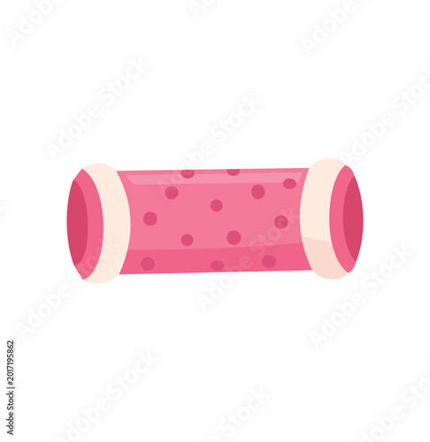 Canvastavla Pink cylindrical dog toy with polka dots
