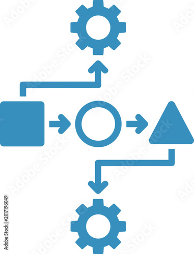 Abstract Process Flow Diagram with Gears and Shapes - Workflow Automation Concept