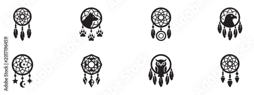 Photos Dreamcatcher Icon Set with Animal Spirits