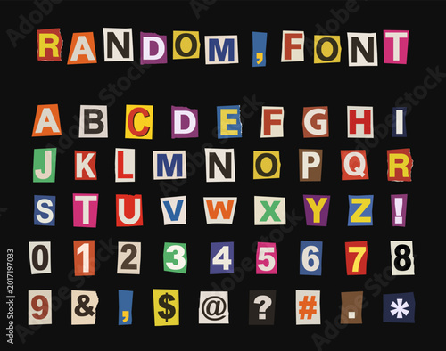 Photos vector ransom font cutout alphabet isolated on black background with handmade ne