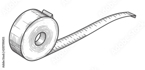 Photos Black and white of a tape measure unspooling measuring tool ruler