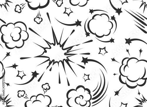 Comic book explosion seamless pattern