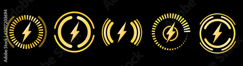 Golden lightning charging icons
