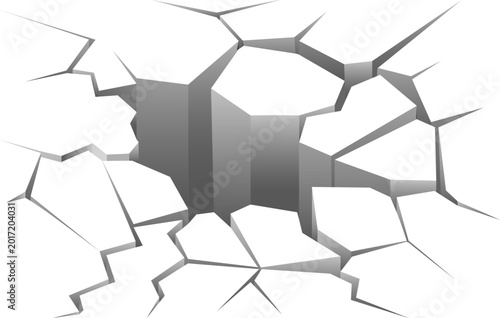 Hole in cracked earth surface