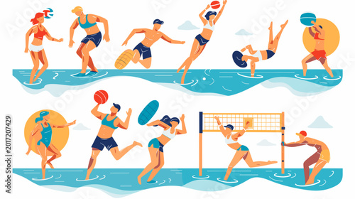 Photography Diverse Group Engaged in Beach Sports and Activities Under Bright Sunlight With