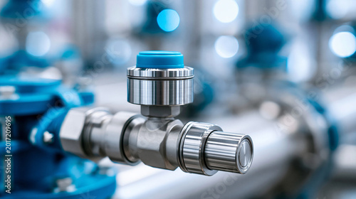 Close-up of a level switch installed to measure levels in a power plant system  industrial level measurement concept  process control instrument  plant monitoring equipment 