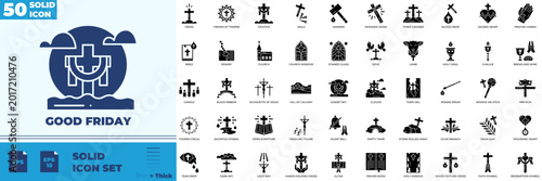 Foto Good Friday Solid Editable Icons set