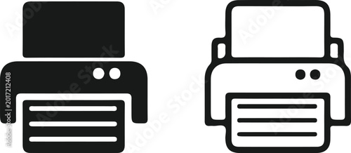 Photos printer symbol fax two icon set vector