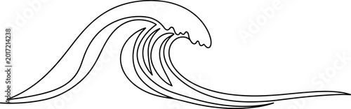 Foto Stylized Wave Outline Drawing - Ocean Swell