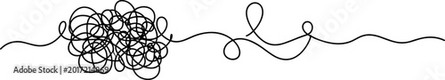 Tangled line symbolizing chaos and complexity evolving into order and simplicity