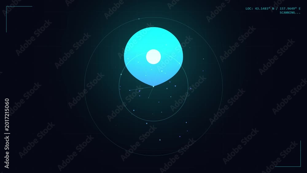 Digital Radar Interface Scanning Map Coordinates on HUD Display Stock ...