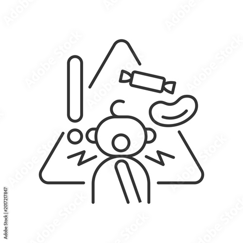 Tableau sur toile Choking hazard foods linear icon