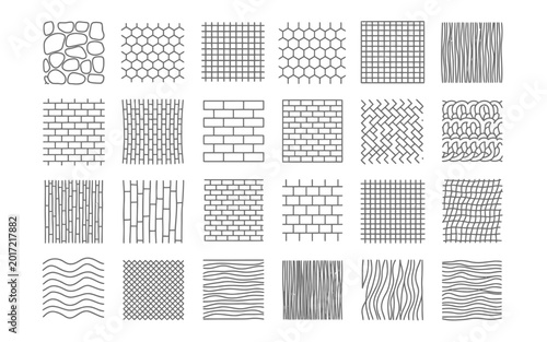 Large Set of Hand Drawn Architectural Textures and Geometric Line Patterns in Black and White