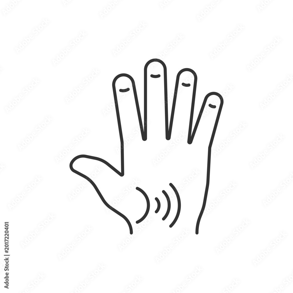Fototapeta premium Thumb arthritis linear icon. Degenerative changes. Osteoarthritis in thumb. Enlarged joint. Thin line customizable illustration. Contour symbol. Vector isolated outline drawing. Editable stroke