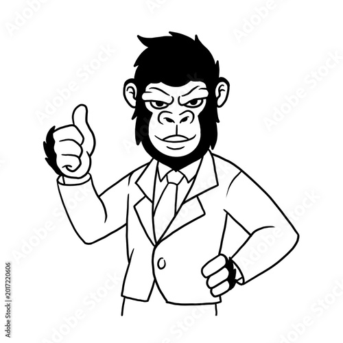 Canvas Print Illustration of black monkey wearing suit