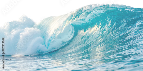 Slika na platnu Large blue ocean wave crashing in the sea during a sunny summer day