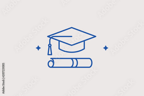 Photos Graduation cap and diploma line icon for degree completion and academic milestones