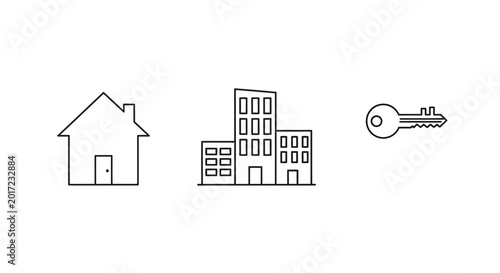 Quadro su tela House Building Key Home Icon Set.