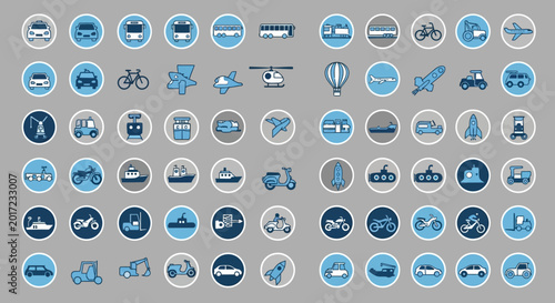 Bild auf Leinwand Collection of various transportation icons.