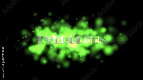 Green glowing particles on black background