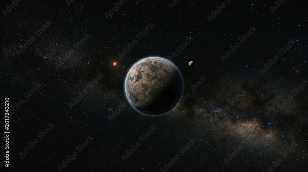 Fototapeta premium Distant Exoplanet System in the Milky Way Galaxy