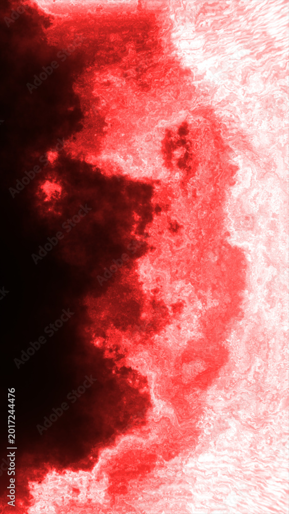 Fototapeta premium Red and white ink cloud texture with smoky fluid swirls, abstract dramatic background