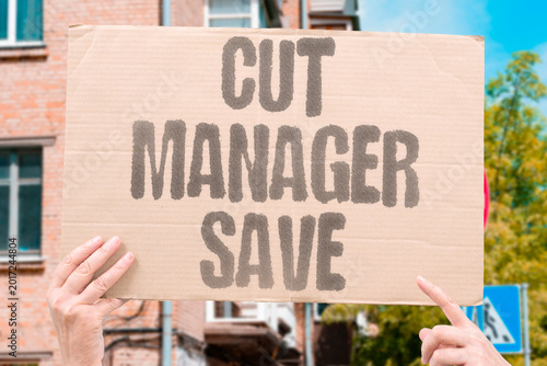 Tableau sur toile "Cut Manager Save" Removing redundant management roles reduces organizational operating costs