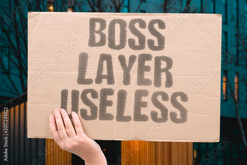 Картината върху платно "Boss Layer Useless" Extra management tiers consume budget while contributing little measurable value
