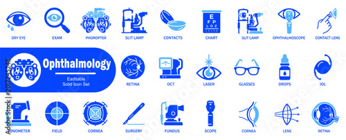 Fotografía Ophthalmology medical icons set